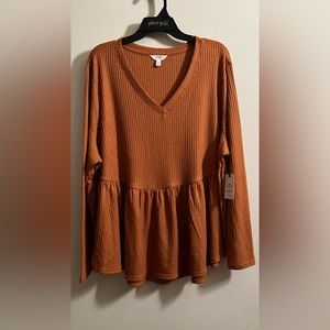 Terra & Sky Orange Peplum Blouse